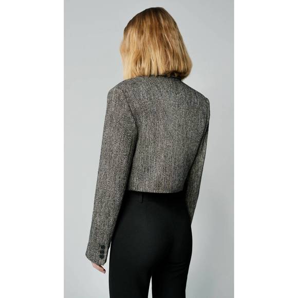 NEW SMYTHE cut off blazer in tobacco tweed - Picture 2 of 3